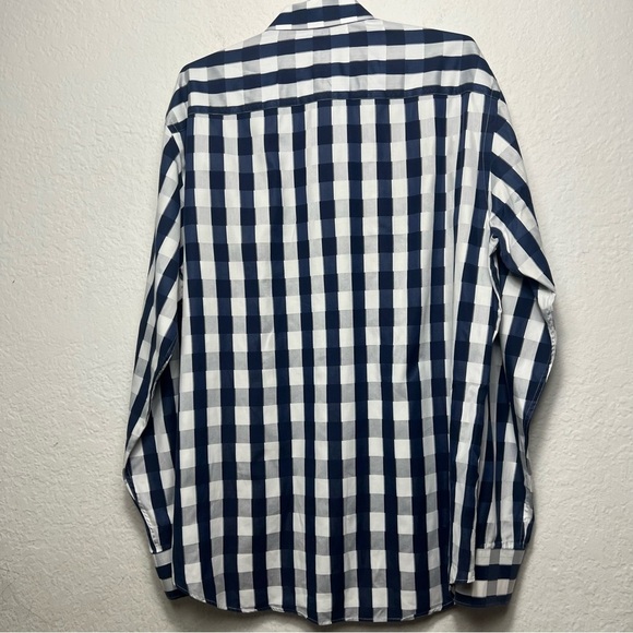 Bugatchi Uomo Navy and White Checkered Shirt - Picture 7 of 11